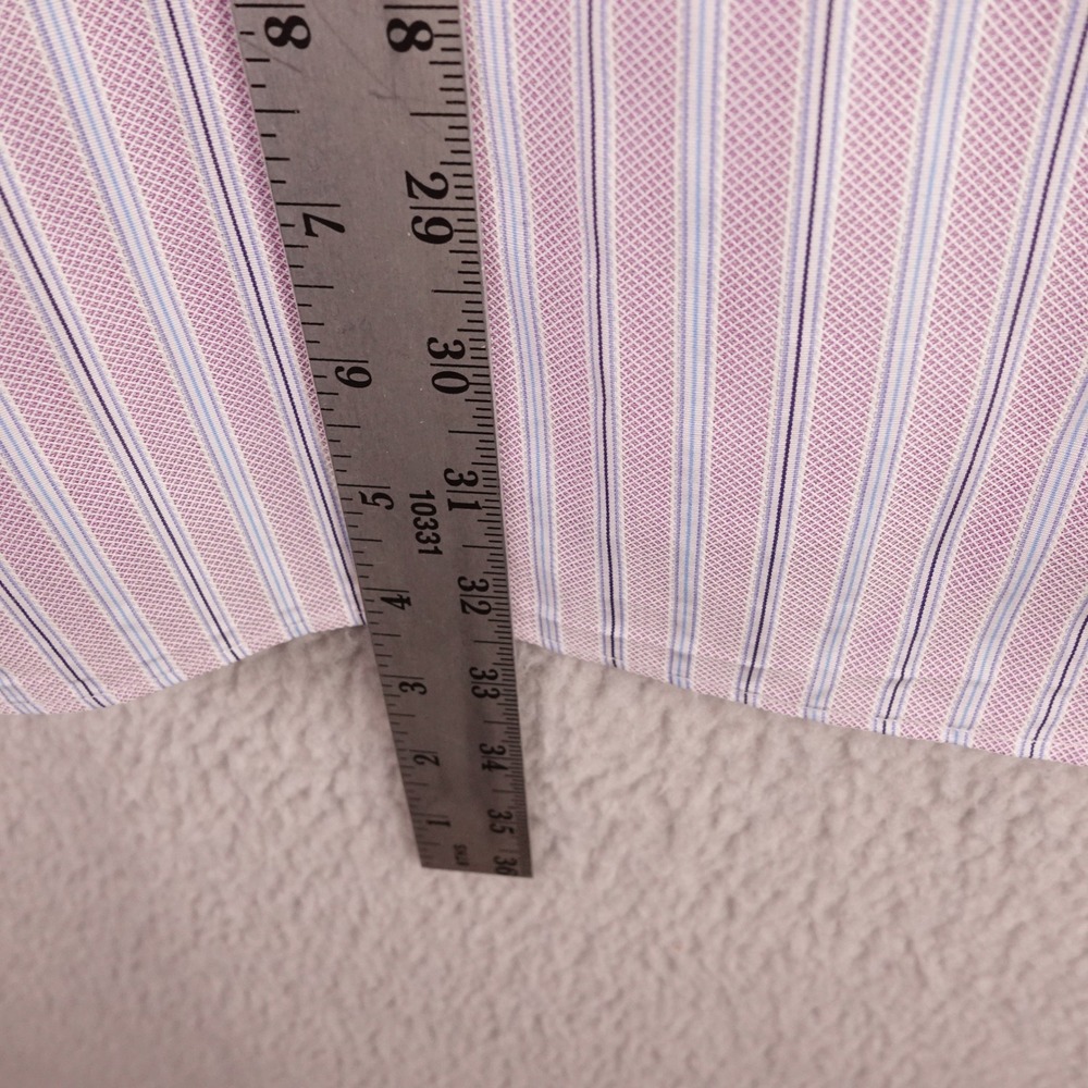 Brioni Mens XXL Striped Button Down Shirt Lavender Purple Cotton Made in Italy - Picture 8 of 10